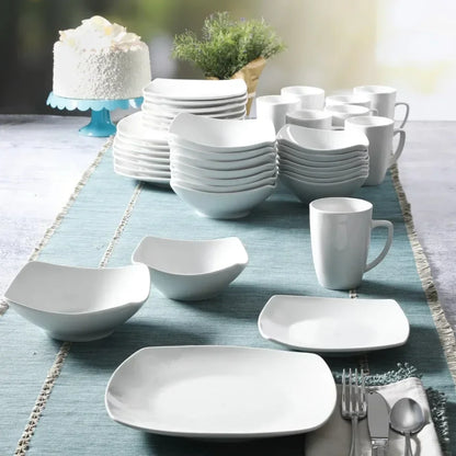 40-Piece Everyday Square Dinnerware Set for Dining Table