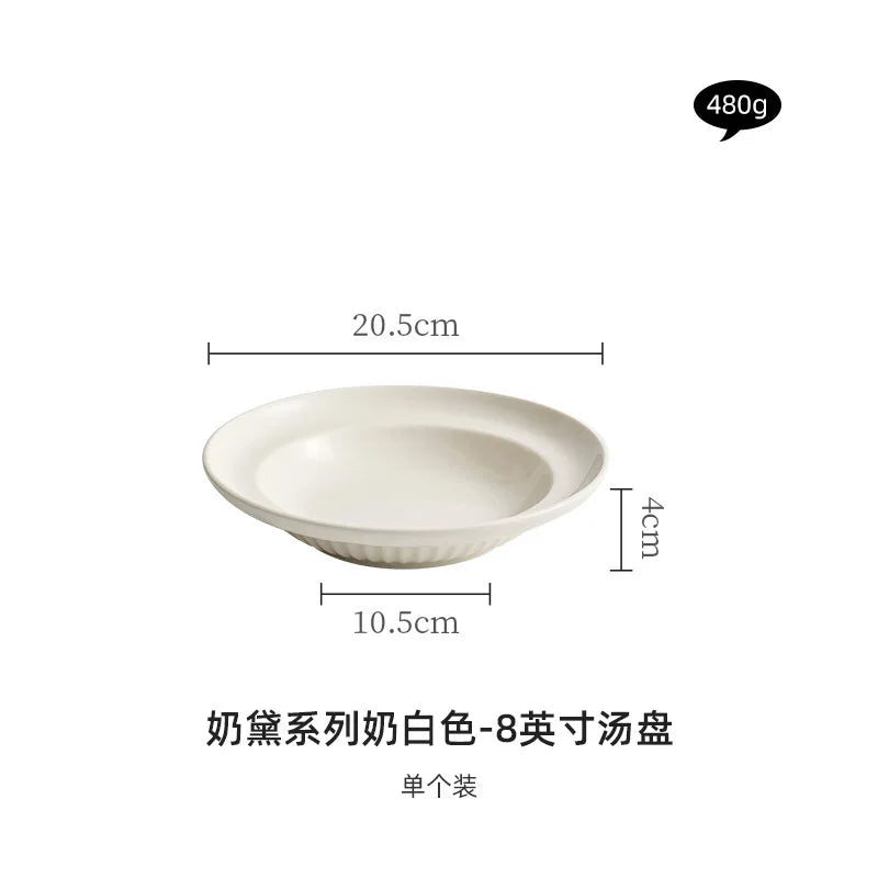 Cream Style Ceramic Bowl Set | High-End Japanese & Chinese Tableware, Kitchen Accessories