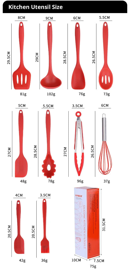 Silicone Cookware Set – Shovel, Spoon, Scraper for Kitchen & Baking