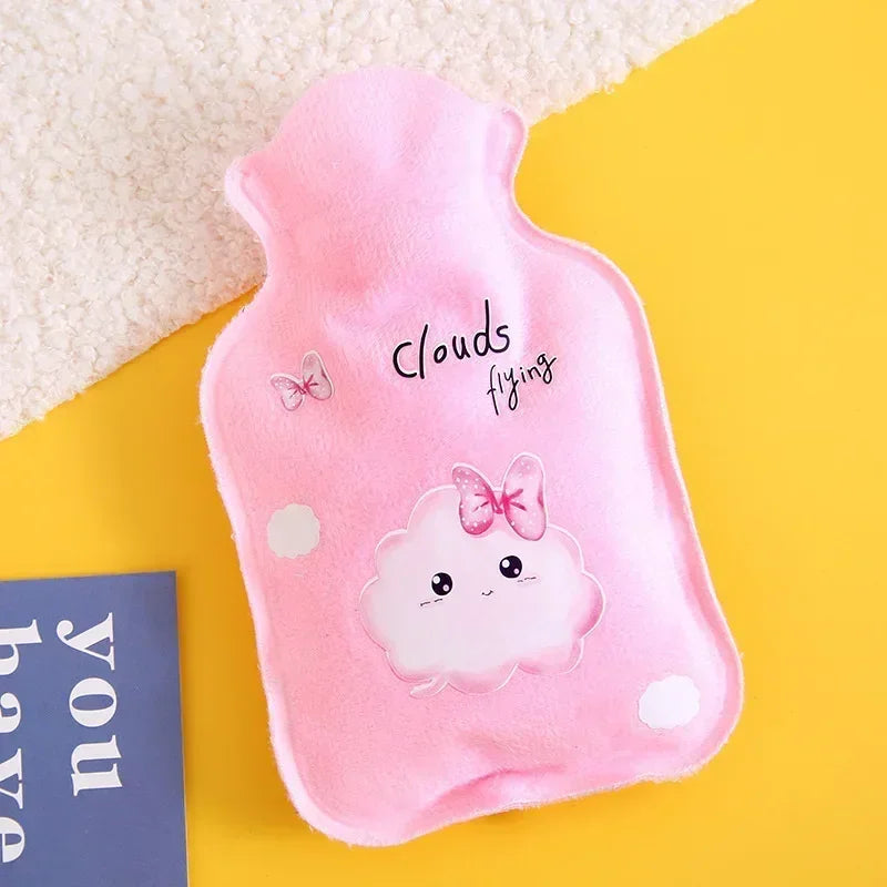 Tummy Warmers Hot Water Bottle Rubber Bag Cute Cartoon Warm Relaxing Safe Heat Cold Large Plush Cloth Hot Water Bag