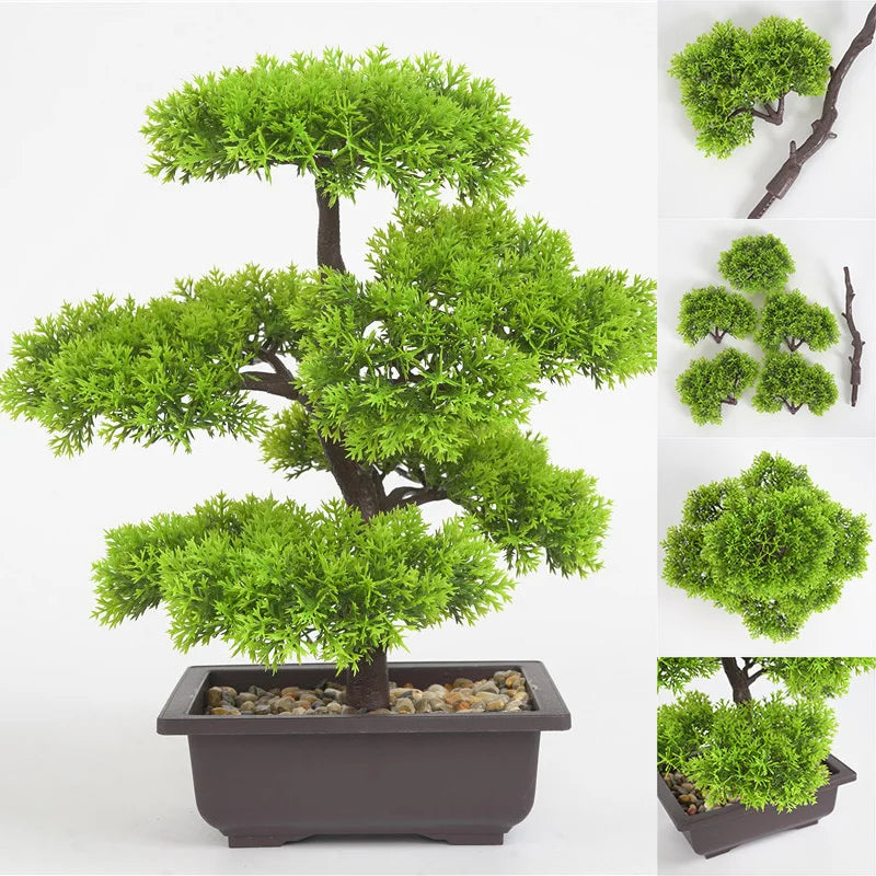 Pine Potted Artificial Bonsai Plant for Home & Office Decor