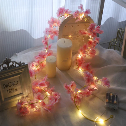 Artificial Pink Cherry Blossom Vine with LED Lights for Wedding & Home Decor