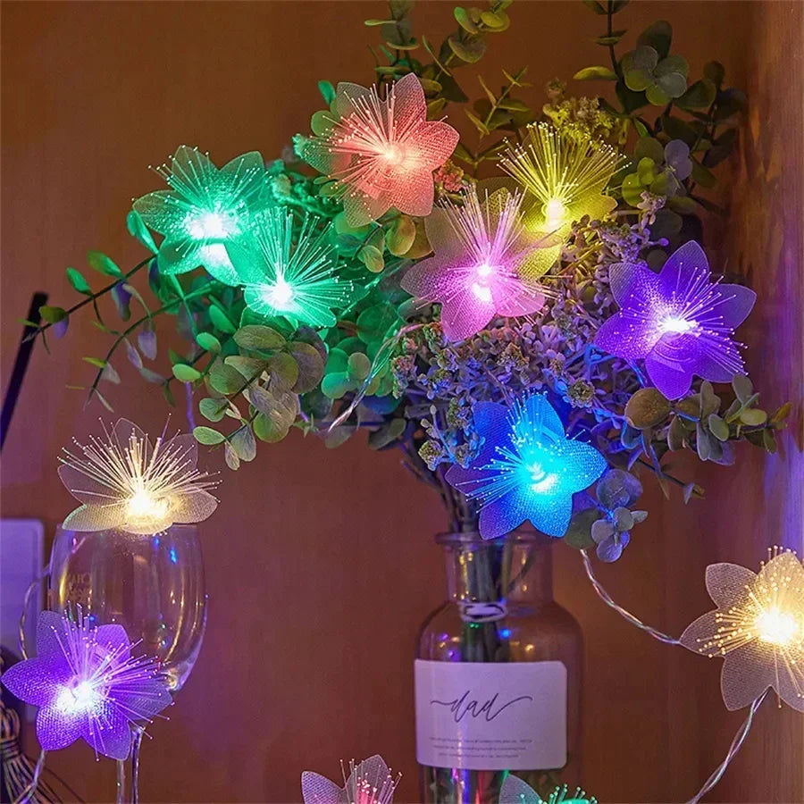 LED Fiber Optic Fairy Light Garland | Battery-Operated Festive Decor