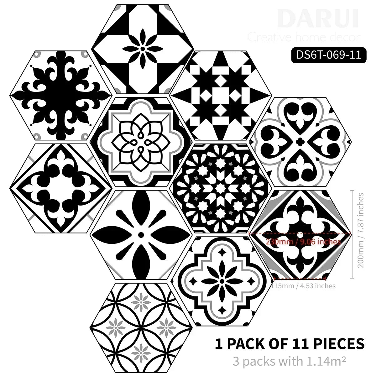 Moroccan Style Hexagonal Floor Stickers – Non-Slip Waterproof Decals