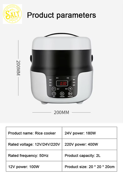 Car Rice Cooker 12V 24V 220V Car Home Dual Use Portable Soup Pot Multicooker Porridge Cooking Machine Truck Food Steamer Heater